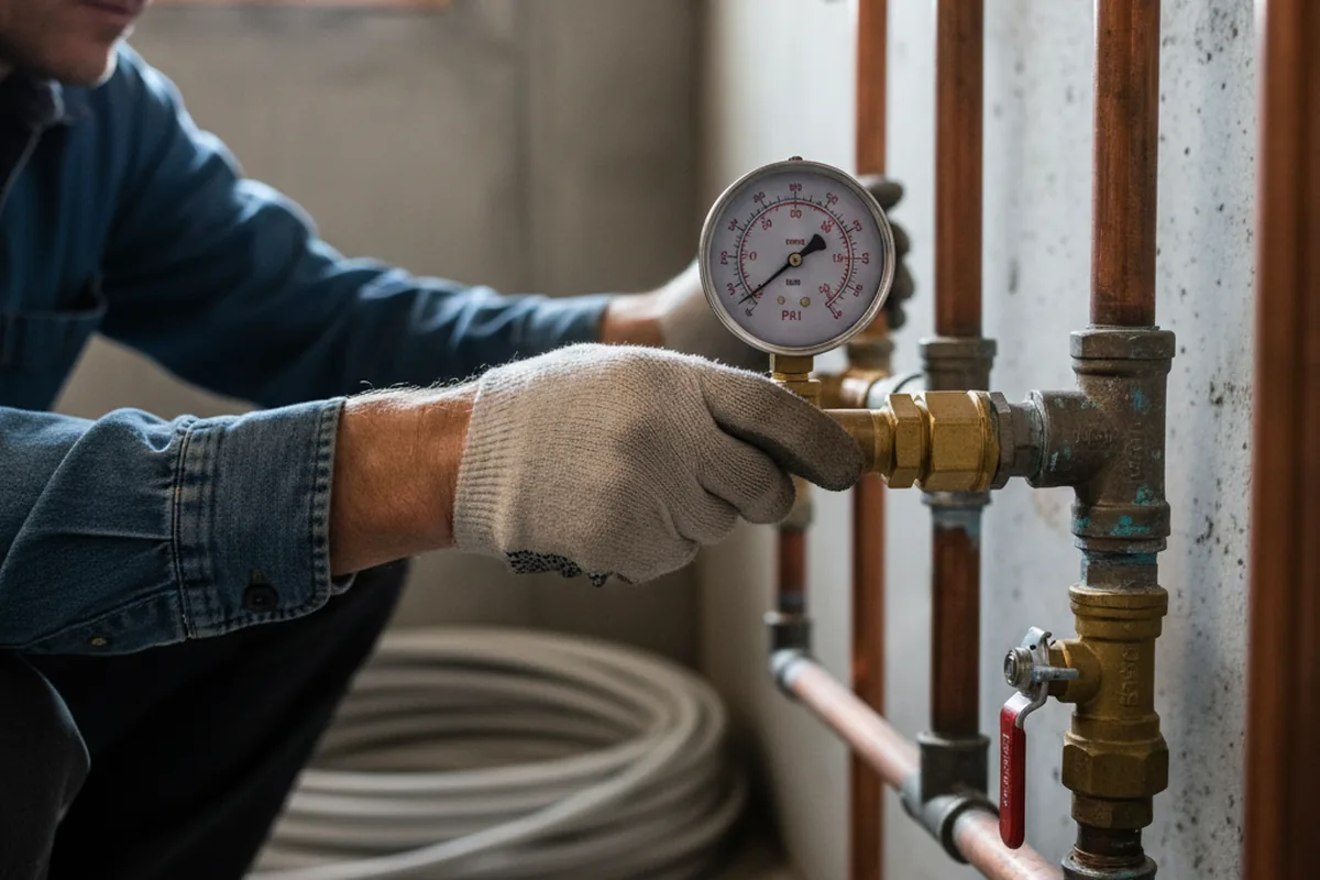 Pressure testing a repaired line during Water Line Repair in Kearneysville